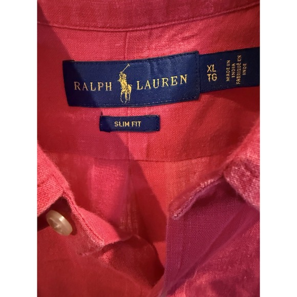 Ralph Lauren Polo Linen Shirt Long Sleeve XL Slim Fit Button Down Pink Fuchsia - Picture 4 of 9